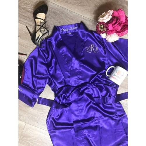Customized text name wedding Bride Bridesmaid satin silk pajamas robes Bachelorette kiminos Dressing Gown party decorations
