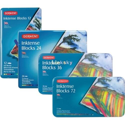 Derwent Inktense Ink Blocks,Giz Pastel Inktense Blocks Aquarelavel 12,24,36,72 Cores Estojo Lata,Professional Art Supplies