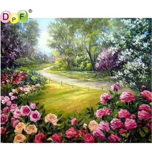DPF The roadside flowers diamond embroidery crafts wall painting diamond mosaic square diamond painting cross stitch home decor
