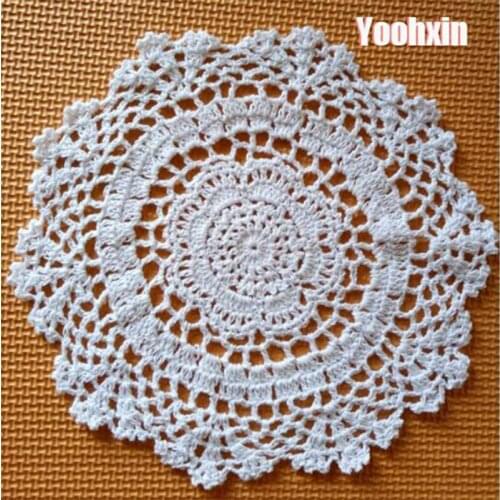 Round Lace cotton crochet table mat cloth kitchen Placemat place mat Doily dining tea Cup mug coffee drink Coaster wedding Pad