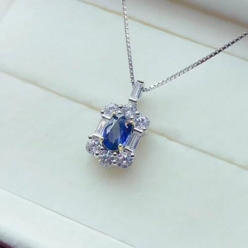 CoLife Jewelry 100% Real Blue Sapphire Pendant 4*6mm Sapphire Silver Pendant 925 Silver Sapphire Jewelry Gift for Woman