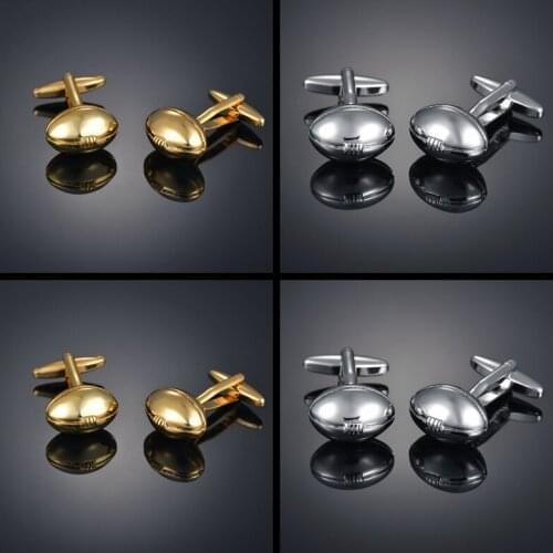 Laser Metal Gold Oval Cufflinks French long sleeve shirt with studs and Cufflinks