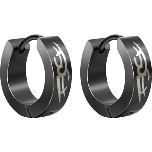 Fashion Small Hoop Earrings Huggies Earrings for Men Rock Style Black Round Earrings Punk Earrings for Women Stainless Steel