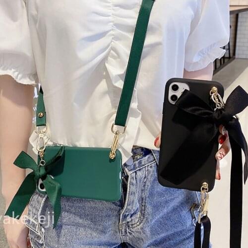 Candy Soft Phone Case for Huawei P Smart 2021 2020 Plus Pro 2019 Z Nova 5T 3i 8 SE 7 Mate 40 20 30 10 Bowknot Cover With Lanyard