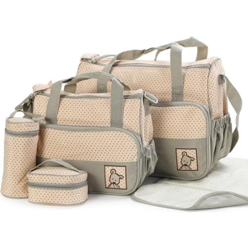 5Pcs Multifunctional Baby Diaper Bag Set Suitable for Baby Bottle Holder Baby Pregnant Woman Diaper Bag Set