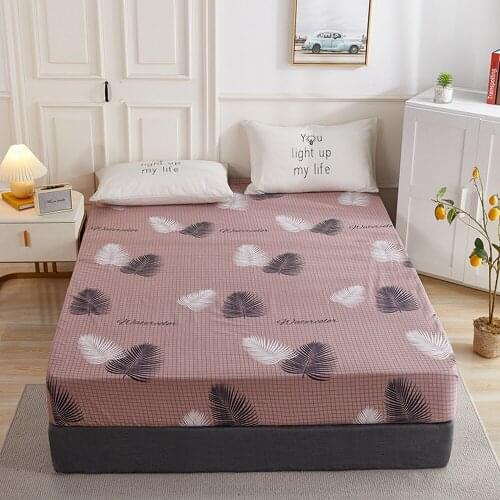 1pcs 100% Cotton Printed Fitted Sheet Mattress Cover Double Four Corners With Elastic Band Adult Kids Bed Linen (No Pillowcase)