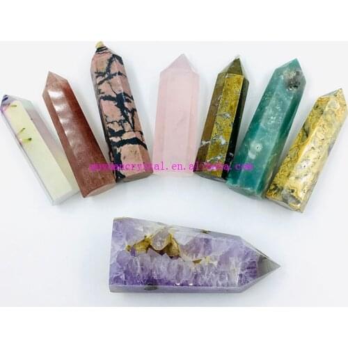 Natural Copper Pyrites Wand Healing Crystal Six Siege Point Minerale Gemstone Obelisk Home Art Decoration Reiki Chakra Gift