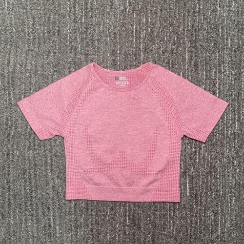 Tight breathable sweat absorbent sexy pure color seamless yoga short sleeves for women