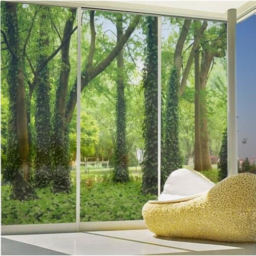 Custom wall stickers bathroom sliding door window stickers custom balcony light opaque sunscreen window stickers green forest