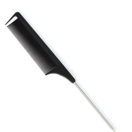 Pro Black Fine-tooth Metal Pin Hairdressing Hair Style Rat Tail Comb Brush Hot