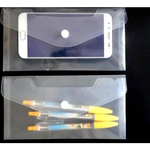 50pcs Transparent Plastic Pen Organizer Holder Pencil Case Waterproof Portable Data Cosmetics Storage Bag