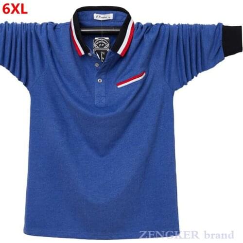 POLO shirt male autumn cotton lapel T-shirt plus size loose long-sleeved t-shirt lapel mens wear 5XL6XL long sleeve shirt