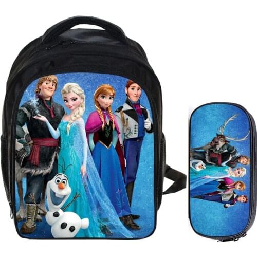 2 Pcs/Set Elsa and Anna School bags Boys and Grils Laptop Backpack for Teenagers Girls Boys Casual Rucksack School Travel Bags