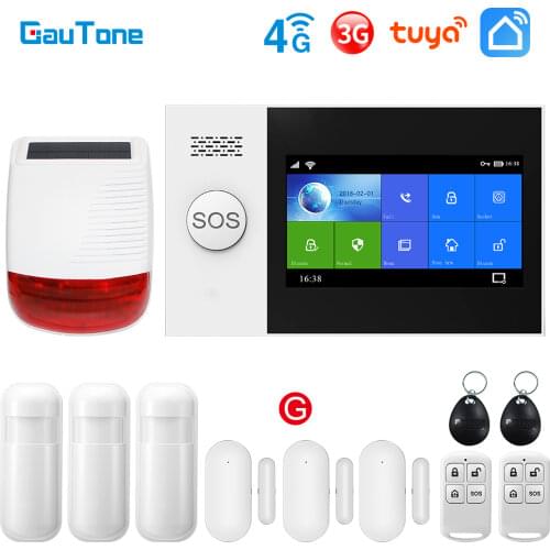 GauTone PG107 WiFi 3G Alarm System for Home Security with PIR Wireless Solar Siren Support Tuya Remote Control
