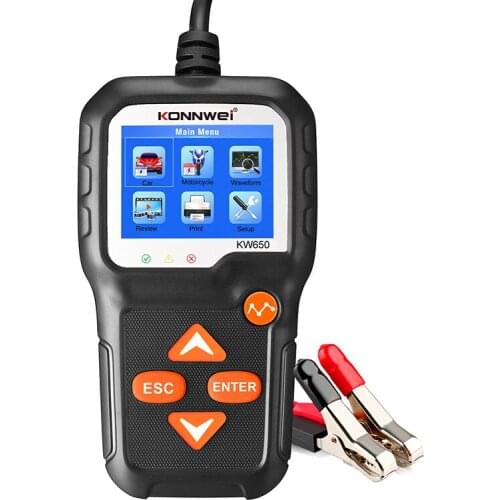 KONNWEI KW650 Battery Tester 12V 6V Car Motorcycle Battery System Analyzer 2000CCA Car Quick Cranking Charging Circut Tester