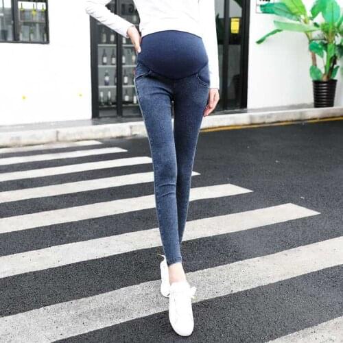 Spring and autumn pregnant women denim trousers pregnant women feet jeans leggings pants maternity dress
