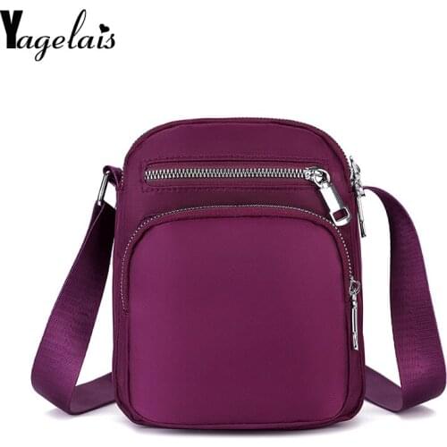 Womens Mini Shoulder Bag Fashion Handbag Messenger Vintage Lightweight Nylon Purse Solid Zipper Waterproof Flap Crossbody Bag
