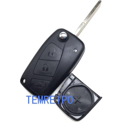 10pcs/lot 3 Button Flip Remote Key Case Shell for FIAT Punto Ducato Stilo Panda Case Fob Black with battery holder on back cover
