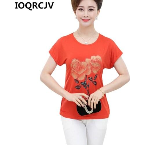 2019 Summer Cotton Basic T-shirt Women O-Neck Print Flower T Shirt Fashion Short Sleeve Casual Female Tops Plus Size 4XL R626