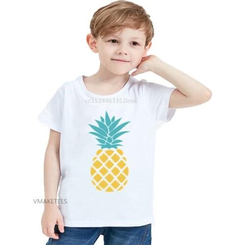 2020 Summer Girls & Boys Short Sleeve T shirt Children Pineapples Print Casual T-shirt Baby Kids Funny Fruit Clothes