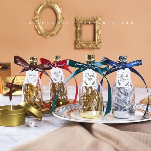 6pcs/lot Luxury Champagne Bottles Creative Birthday Wedding Gift Box Wedding Candy Chocolate Decorated Bottle 11*4cm