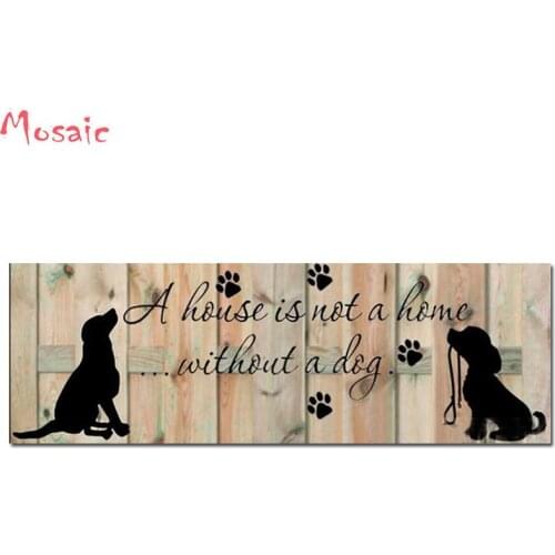 Diamond Painting Full round Diamond "dog home house" 3D Embroidery Cross Stitch Rhinestone 5D DIY Mosaic Decor black white art