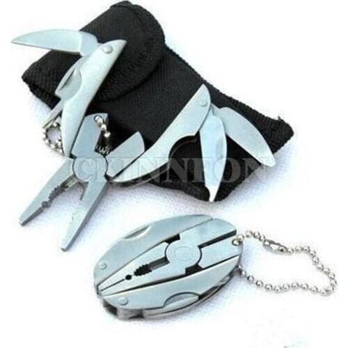 DHL 100pcs practical Mini Folding Muilti-functional Plier Clamp Keychain Outdoor Hiking Tool pocket multitools