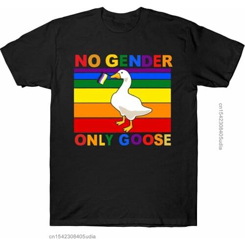 No Gender Goose Gift Mens T Shirt New LGBT Pride Colorful Tees Harajuku Aesthetic T-Shirts Printing T-Shirts Men