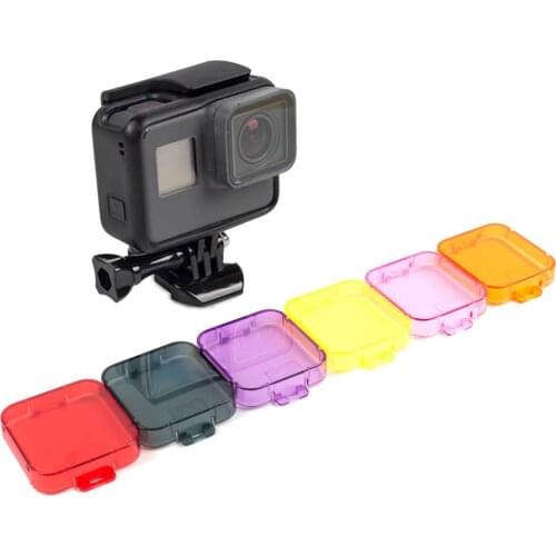 Gosear 6 PCS Portable Snorkeling Diving Camera Lens Filters Correction Underwater Video Photography Filter for GoPro Hero 5