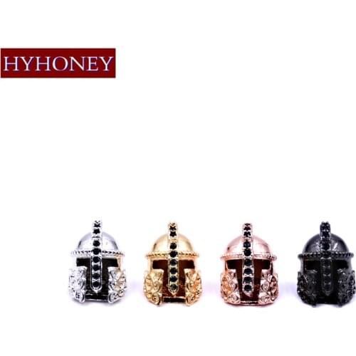 HYHONEY DIY Charms Jewelry Micro Pave Zircon Helmet Cap DIY Bracelet Accessories Copper Brass Beads & Jewelry