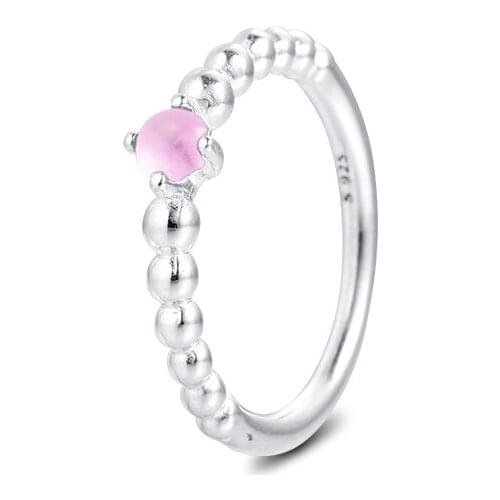 Petal Pink Beaded Rings 100% Authentic 925 Sterling-Silver-Jewelry Free Shipping