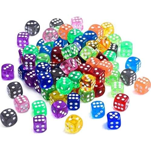 10PCS/Lot Dice Set 10 Colors High Quality Transparent Acrylic 6 Sided Dice For Club/Party/Family Games Free Shipping
