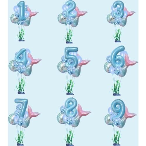 New Arrival Mermaid Theme Party Decoration Digital Aluminum Film Balloon Beam Baby Birthday Baby Shower Globos