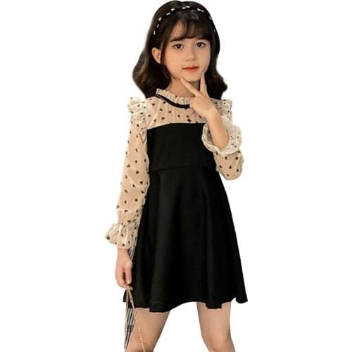 Dress For Girls Patchwork Dress Girls Full Length Party Dress Kids Hear Pattern Costume Girl 6 8 10 12 14 Year