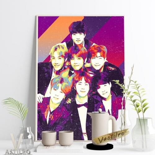 Bangtan Boys Hot Popular Music Band Art Prints Poster Celebrity Star Abstract Canvas Painting Wall Stickers Home Decor Fans Gift