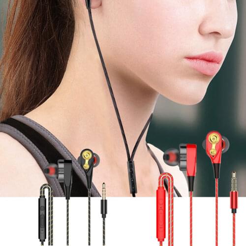 Hot Sale 1Pair Wired Earphone High Bass Dual Drive Stereo In-Ear Earphones With Microphone Computer Earbuds For Cell phone