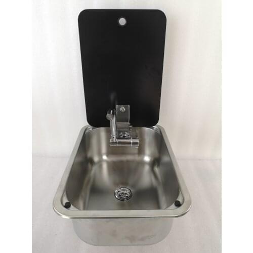 Boat Caravan Stainless Steel Sink with Tempered Glass Lid 380*280*136mm GR-566B