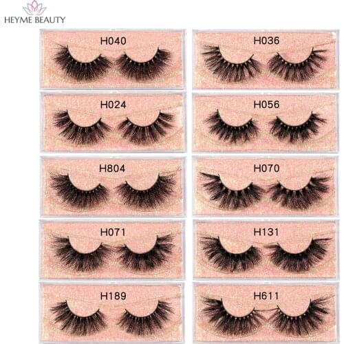 HEYME Eyelashes 22mm 3D Mink Lashes Dramatic Fluffy Soft Wispy Volume Handmade Cruelty-Free Reusable Long Cross False Eyelash
