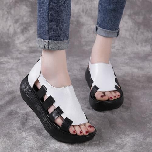 Summer Women Sandals Gladiator Ladies Hollow Out Wedges Buckle Platform Casual Shoes Female Soft Beach Shoes Zapatos De Mujer