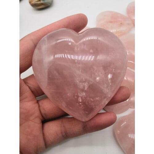 Random Rose Quartz Crystal Heart Shape Gifts Healing Reiki Home Decor Palmstone