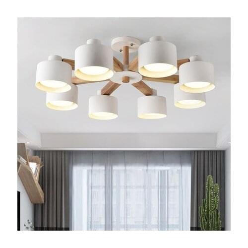 Modern LED Chandelier For Living Room bedroom Suspendsion Lighting Fixtures Wooden lighting Iron Lampshades Nordic Chandeliers