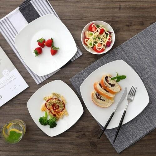 Western Plate Steak Light Pasta Fish Plate Pure White Ceramic Tableware Dish Cake Dinner Plate Kitchen Tableware Home Decoration