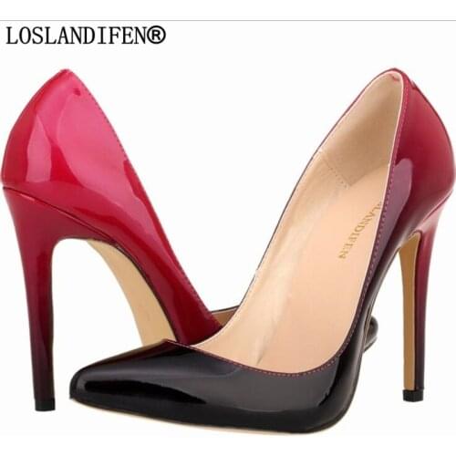 2018 Women Shoes Pointed Toe Pumps 11cm Patent Leather Dress Shoes High Heels Boat Shoes Wedding Shoes Zapatos Mujer