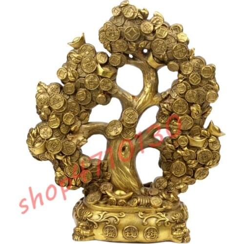 Pure copper money-spinning trees ornaments, symbols of wealth, legendary magical treasure trees, exquisite crafts, ornaments