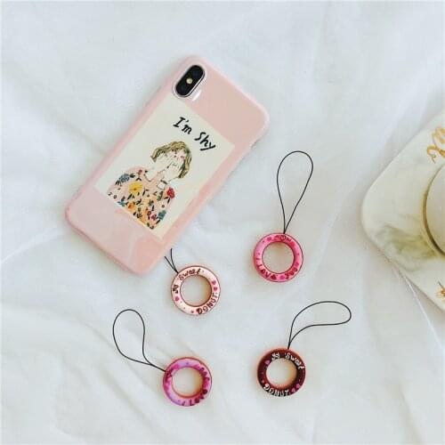 Universal mobile phone lanyard rope Anti-drop rope lanyard Finger Pattern Cellphone Ring Strap cute love donut for DIY U Disk