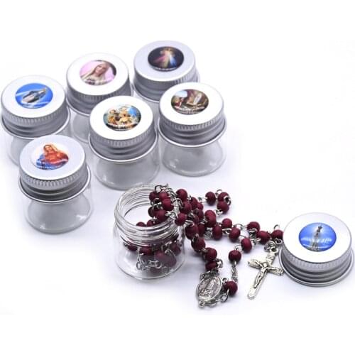 Set 4 * 5mm Rose Fragrance Beads Rosary Necklace Cross Necklace Fatima Virgin Mary Religious Gifts
