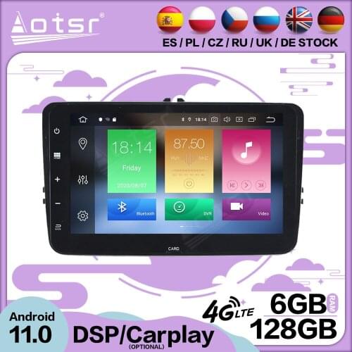 Carplay Android 11 For VW Passat B6 CC Polo GOLF 5 6 Touran Jetta Tiguan GPS Video Player Radio Receiver Audio Stereo Head Unit