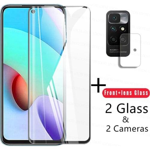 4-in-1 Tempered Glass For Xiaomi Redmi 10 Glass For Redmi 10 Screen Protector Camera Len Film For Redmi 10 9 9T 9C 9A Note 10
