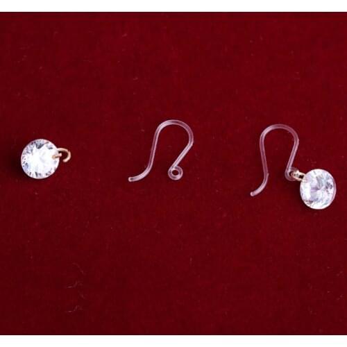 100Pcs 13 mm Comfort Non-Allergenic Plastic Ear Wire Hooks fashion Clear Resin Earring Findings DIY Jewelry