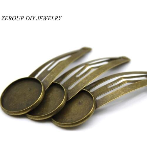 ZEROUP 18mm 10pcs Copper Hair Clips Antique Bronze Brass Plated Hairpin Cameo Glass Cabochons Base Supplies for Jewelry HC-002